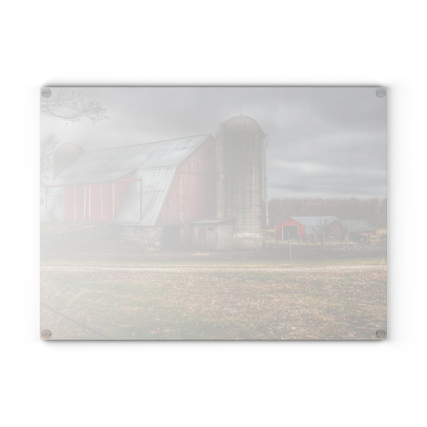 U R There Photography Slattery Roadside Red I Rustic Farmhouse Tempered-Glass Cutting Board