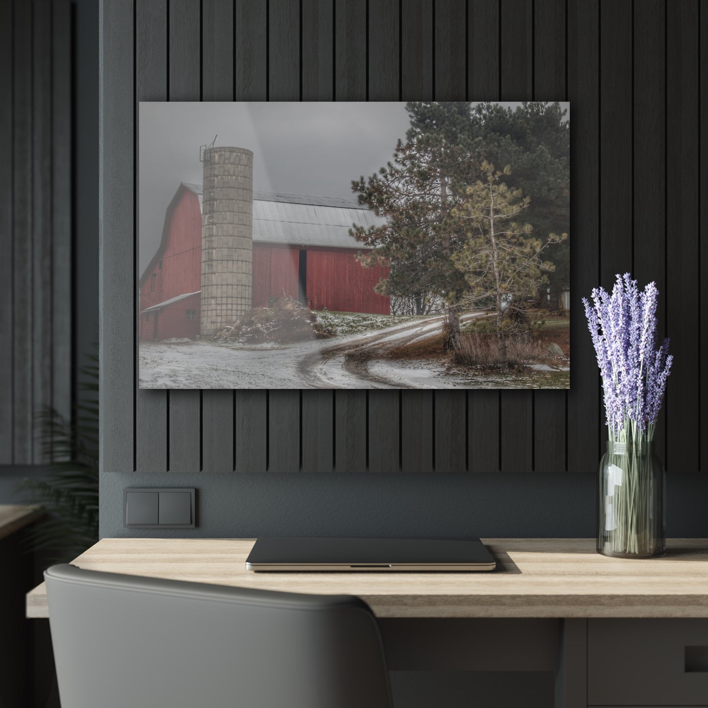 U R There Photography South Kirk Road Red Rustic Farmhouse Acrylic Wall Print