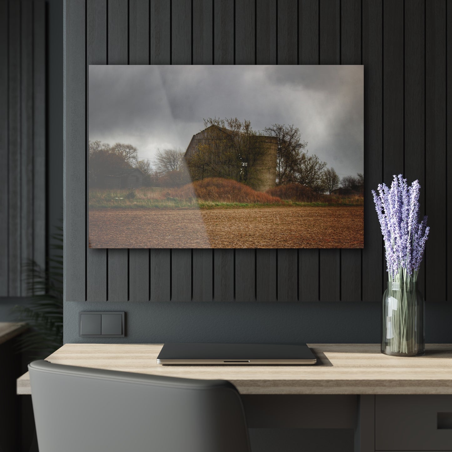 U R There Photography West Snover Grey Rustic Farmhouse Acrylic Wall Print