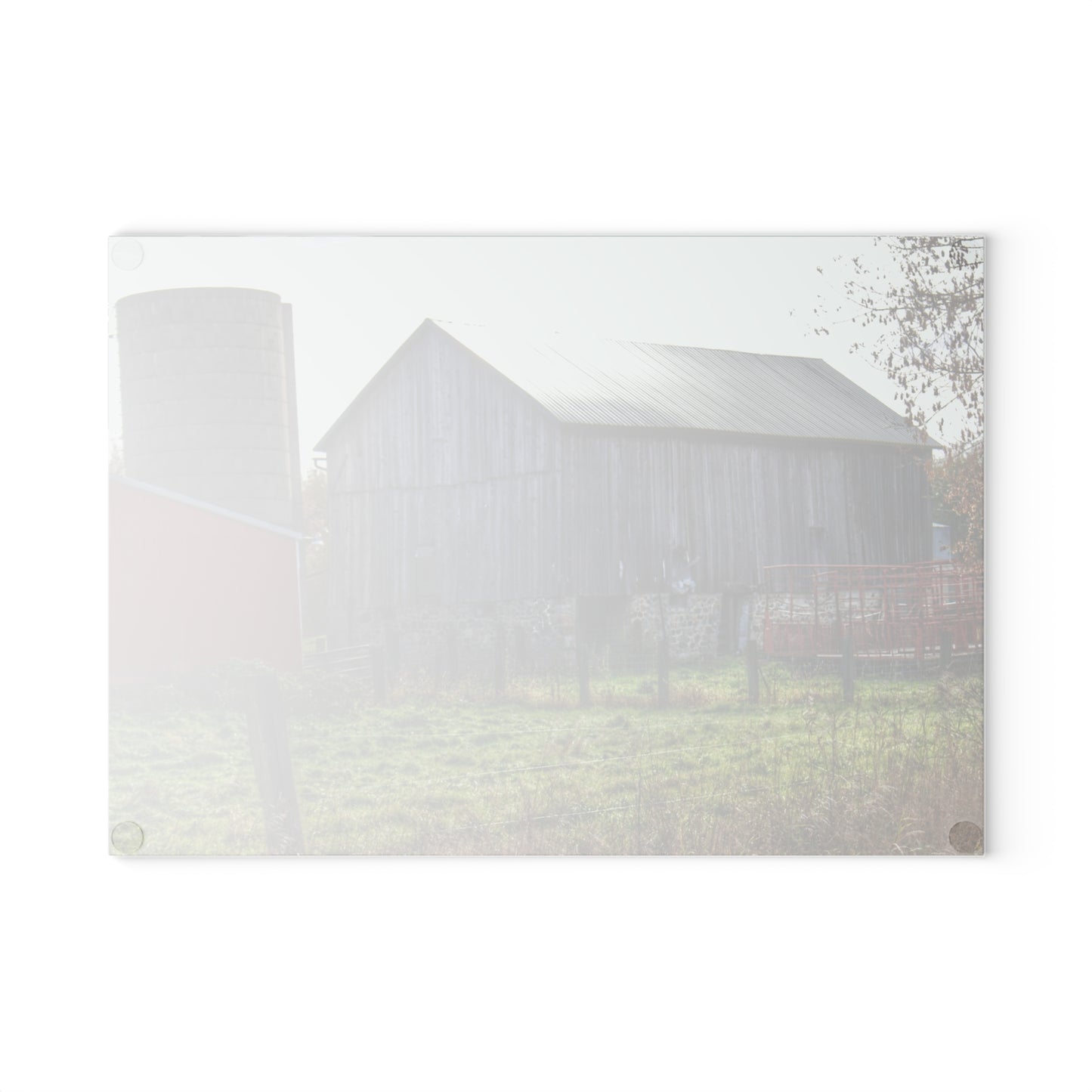 U R There Photography Slattery Road Fieldstone Grey Rustic Farmhouse Tempered-Glass Cutting Board