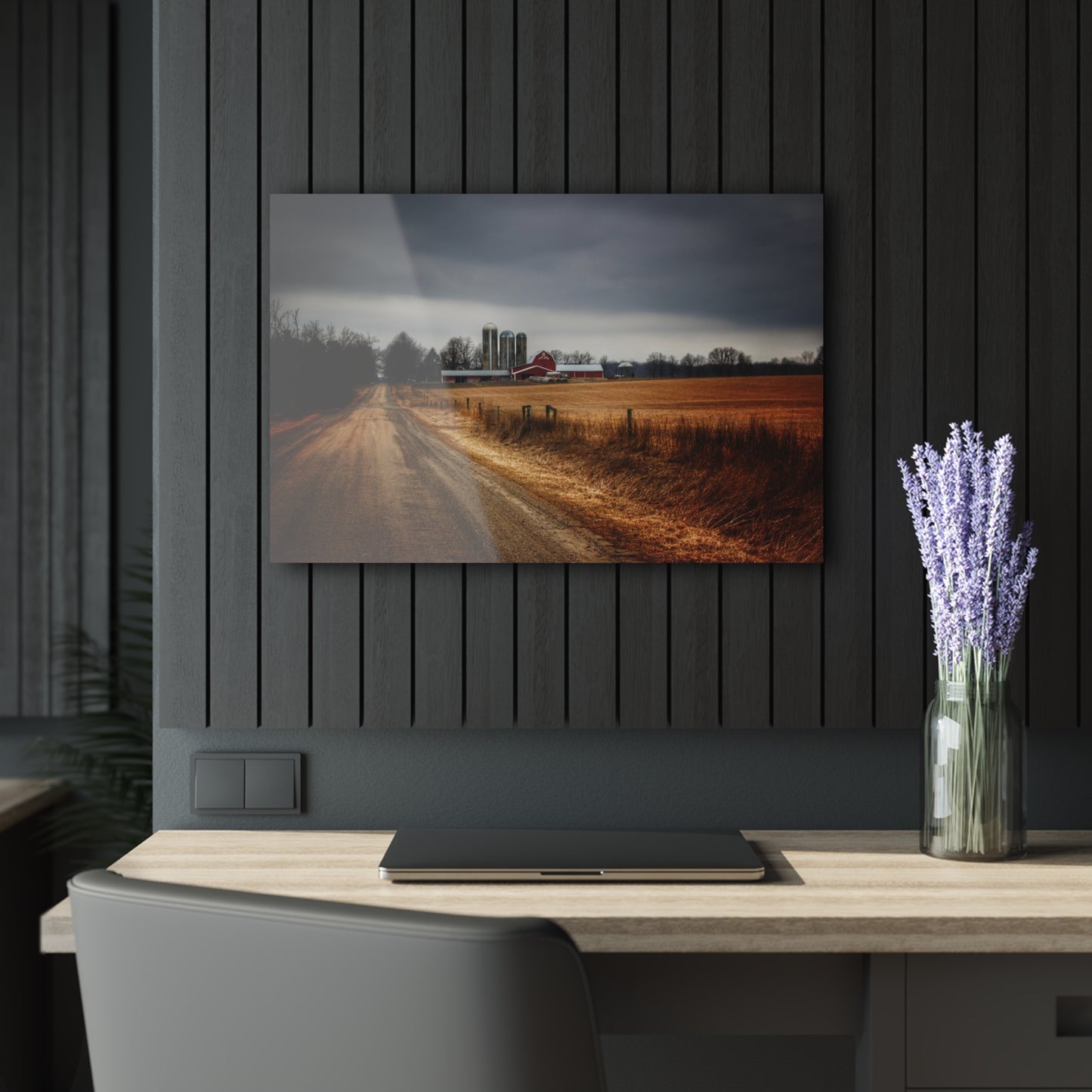 U R There Photography Across the Field on Daley Road Rustic Farmhouse Acrylic Wall Print