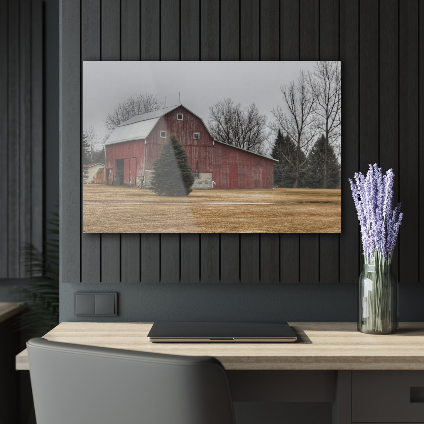 U R There Photography Daley Road Red I Rustic Farmhouse Acrylic Wall Print
