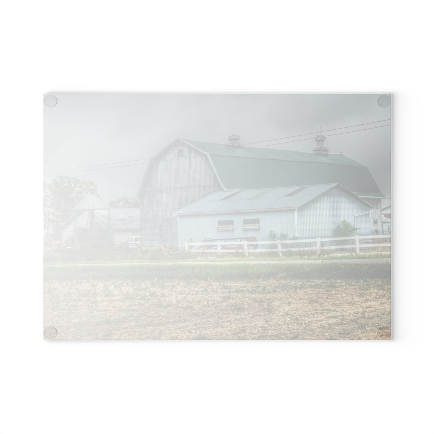 U R There Photography Richville Road Grey II Rustic Farmhouse Tempered-Glass Cutting Board