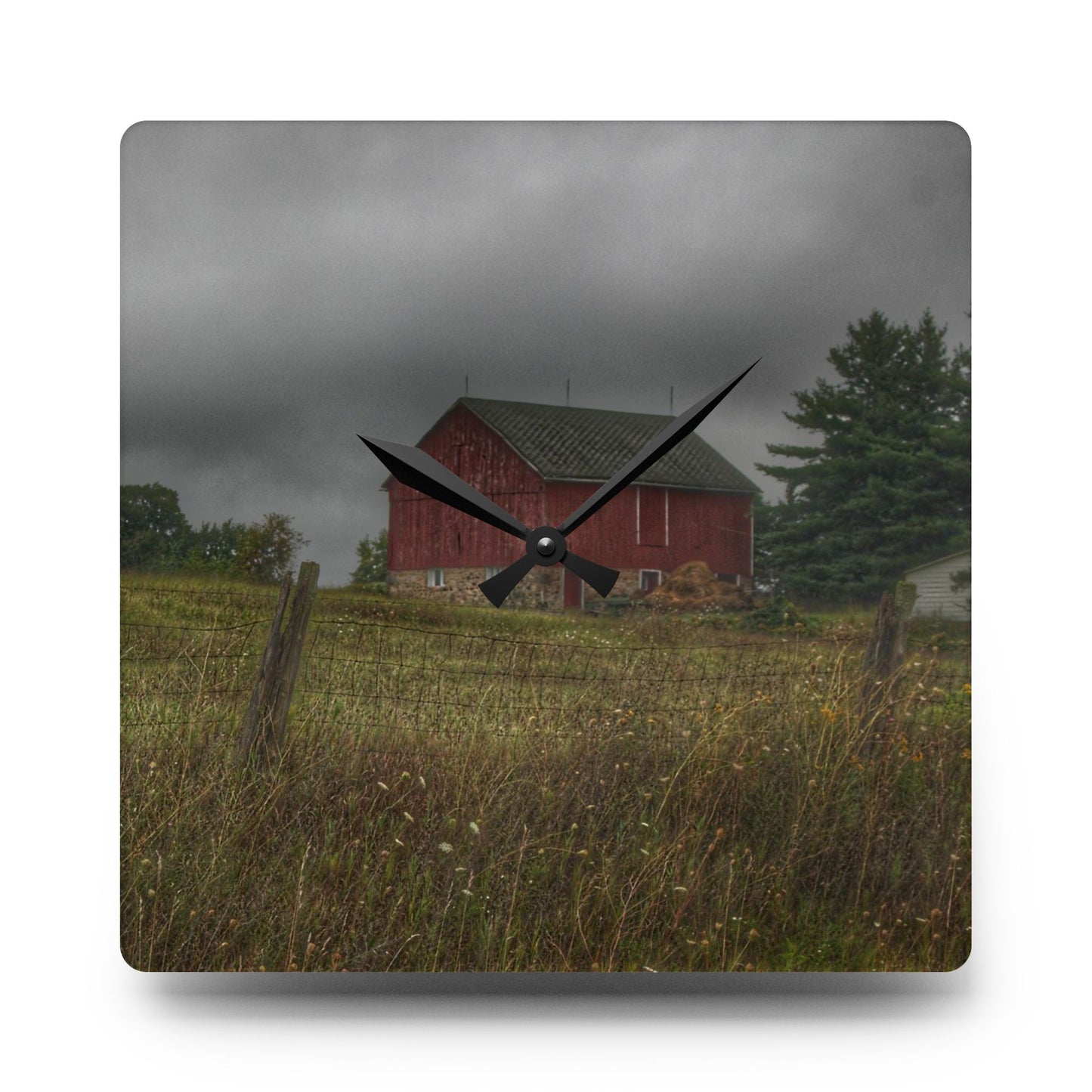 Rustic Farmhouse Wall Clock featuring Stone Red I