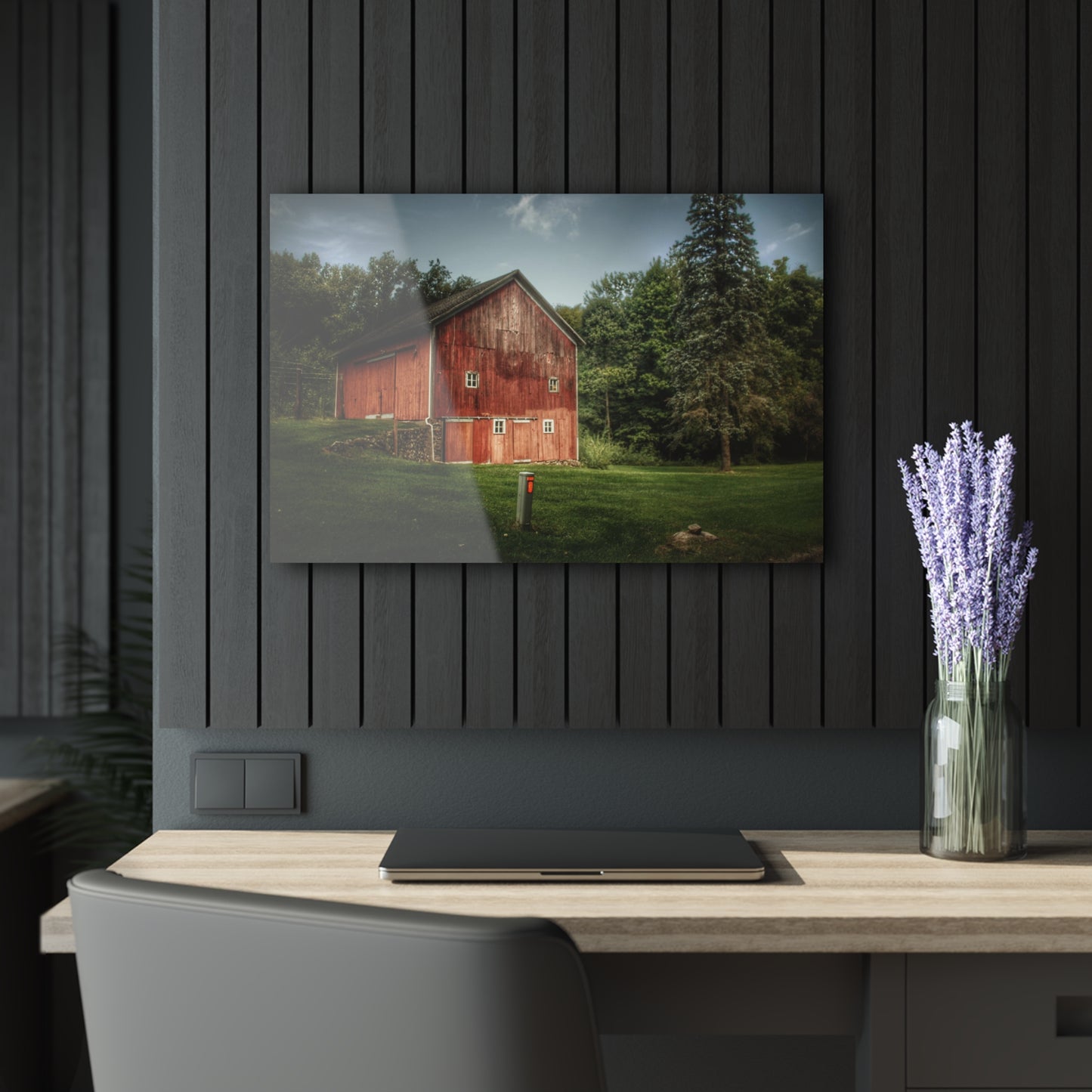 U R There Photography Buckhorn Lake Road Red Rustic Farmhouse Acrylic Wall Print