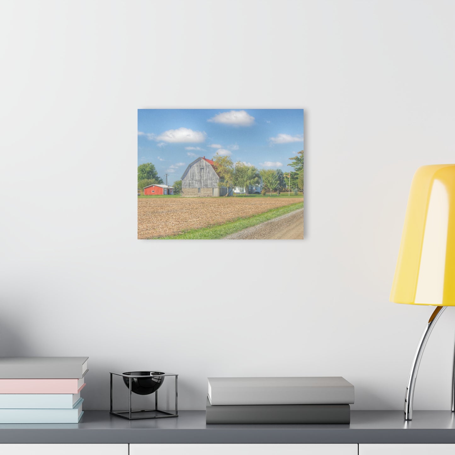 U R There Photography Sheridan Line Road Grey I Rustic Farmhouse Acrylic Wall Print