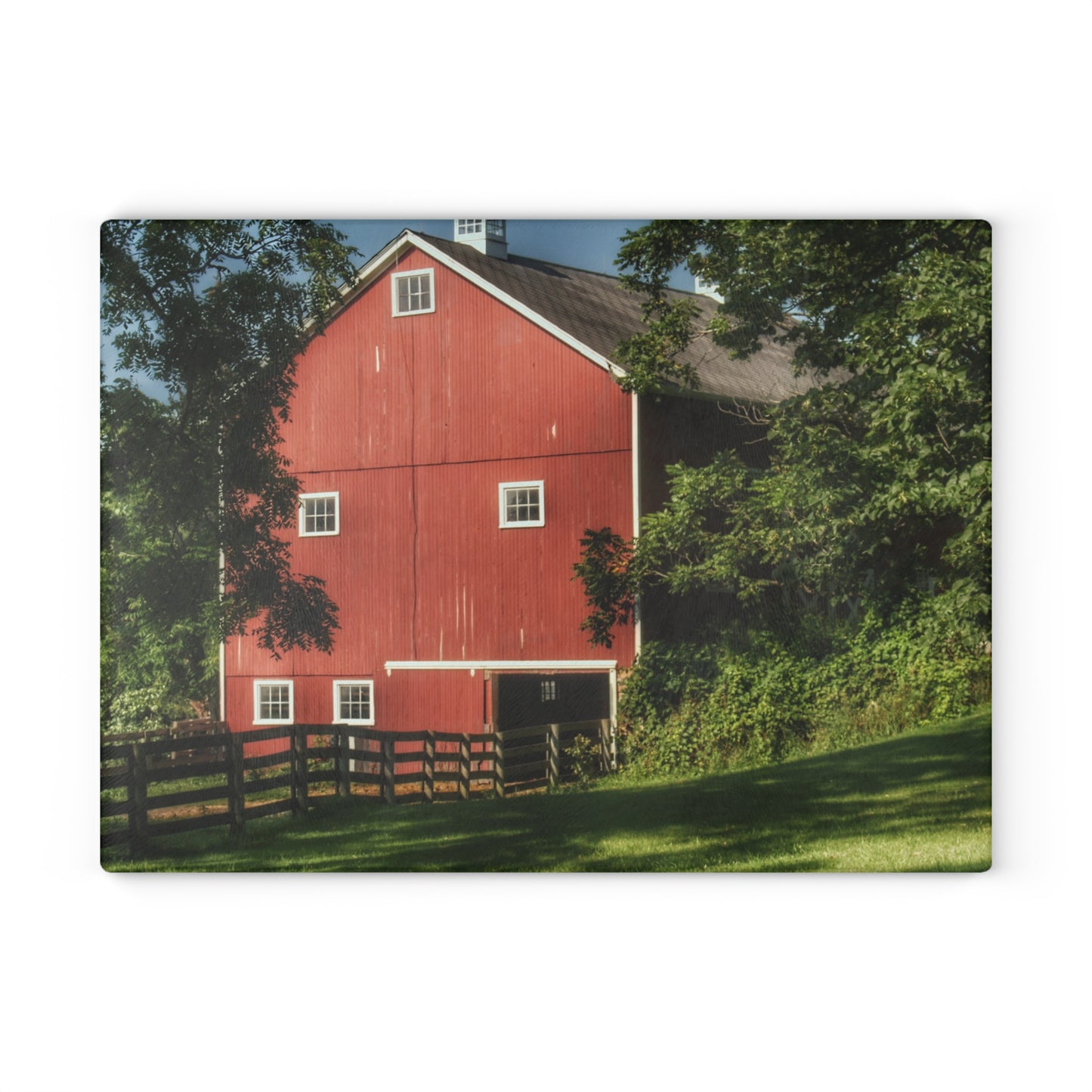 U R There Photography Oxford Red Rustic Farmhouse Tempered-Glass Cutting Board