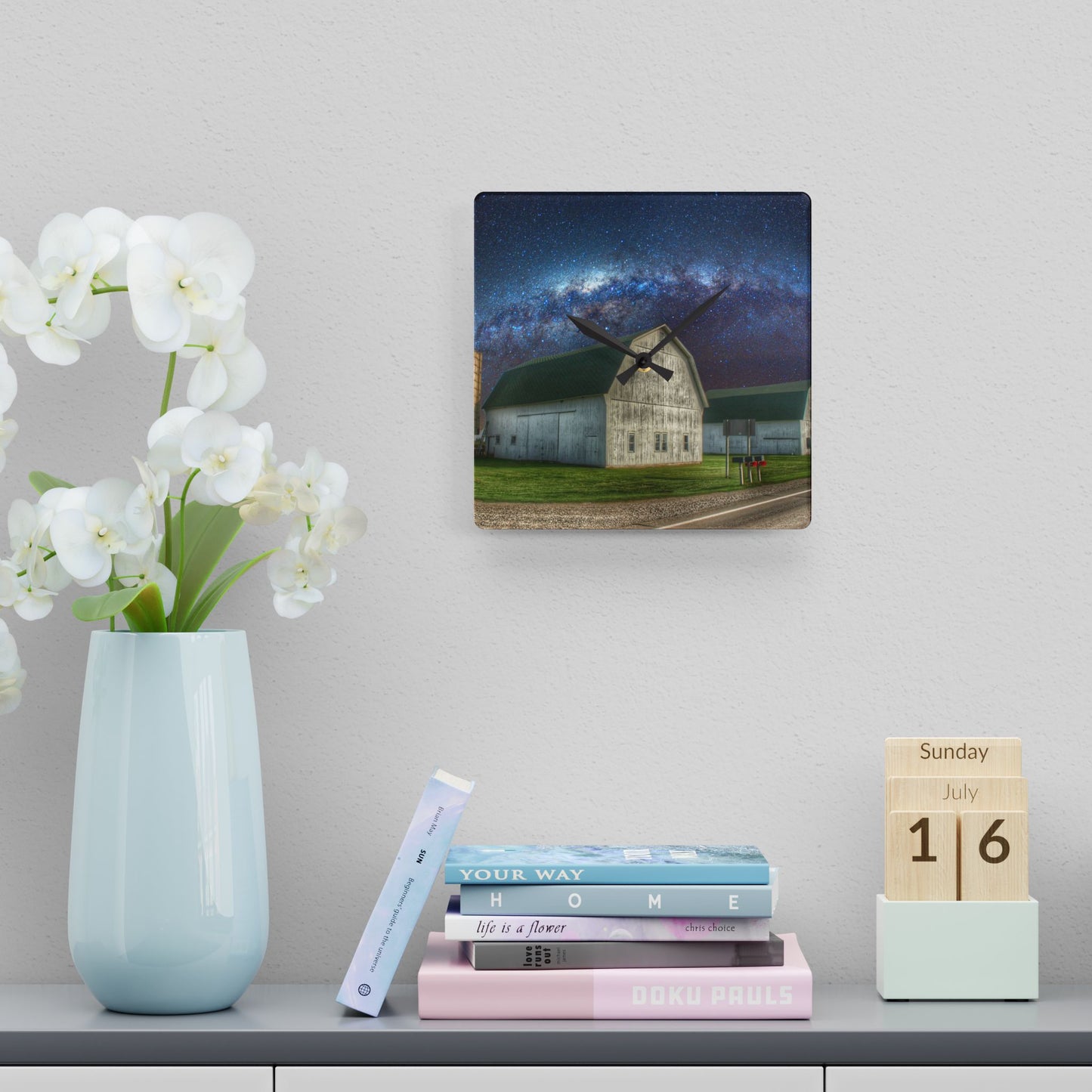 U R There Photography Under the Milky Way Rustic Farmhouse Acrylic Analog Wall Clock