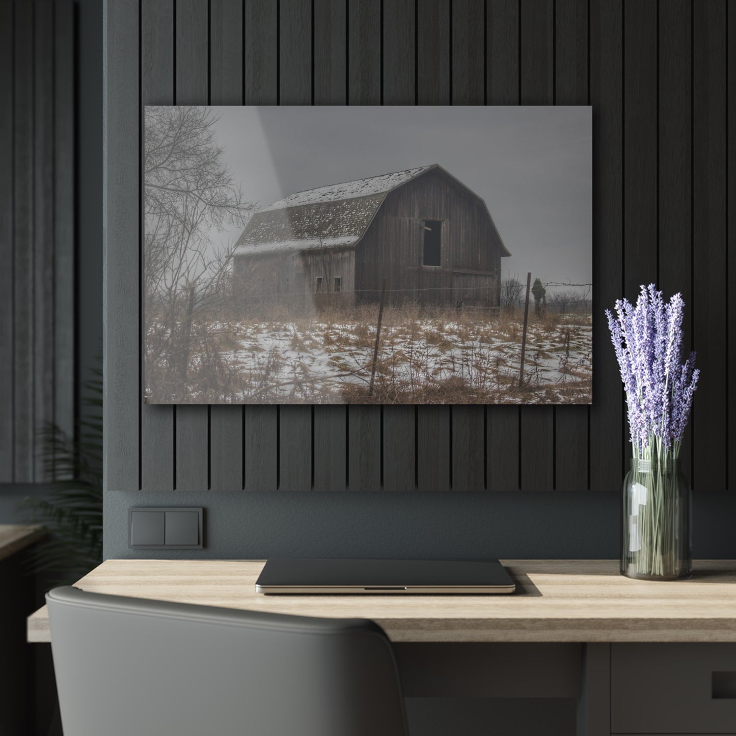 U R There Photography South Kirk Road Grey Rustic Farmhouse Acrylic Wall Print