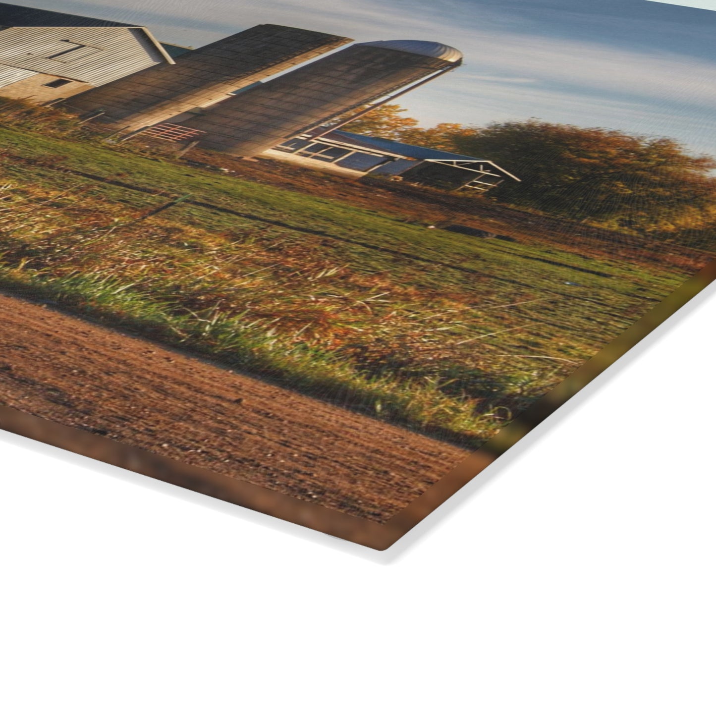 U R There Photography Cade Road White Rustic Farmhouse Tempered-Glass Cutting Board