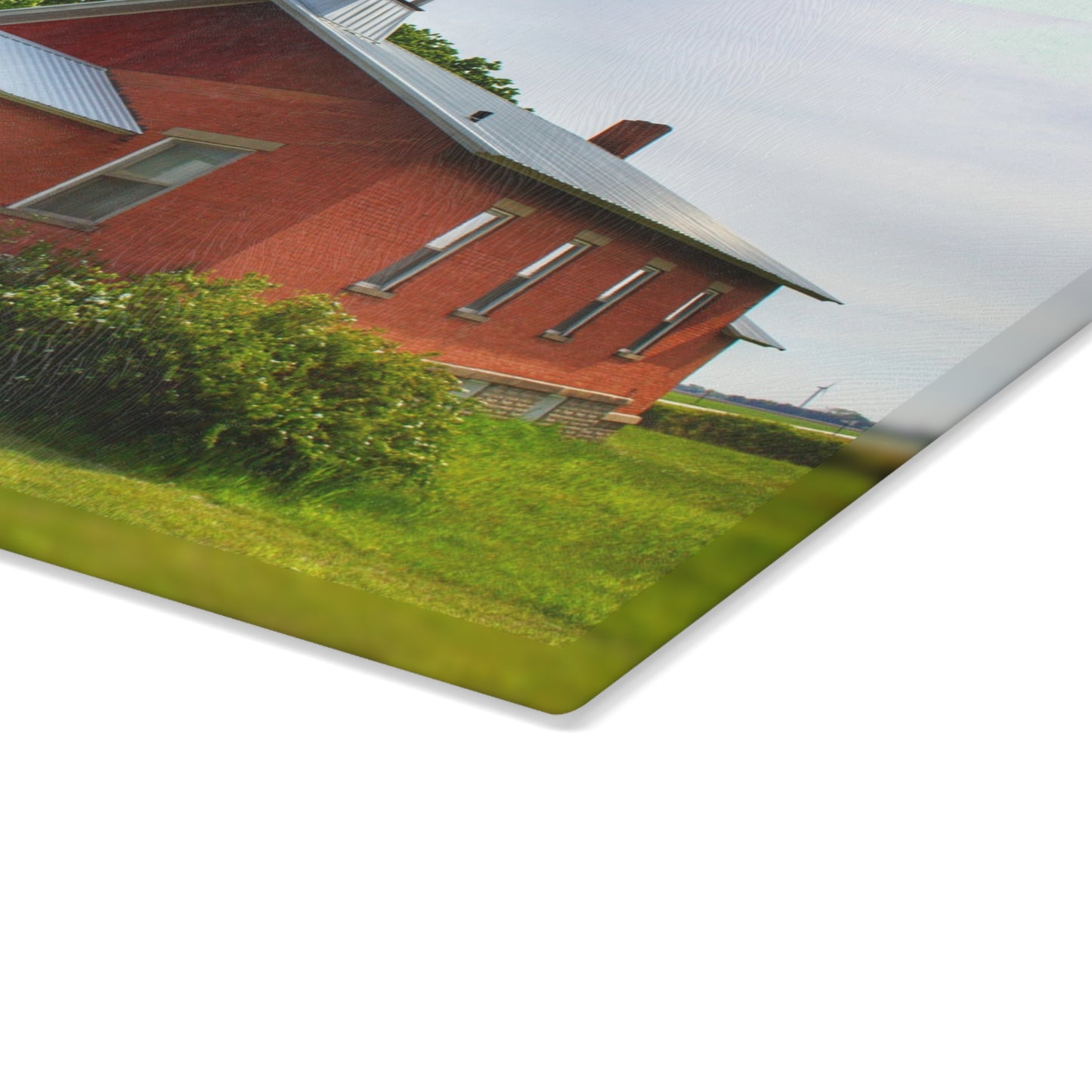 U R There Photography French Road Old Standard Schoolhouse I Rustic Farmhouse Tempered-Glass Cutting Board