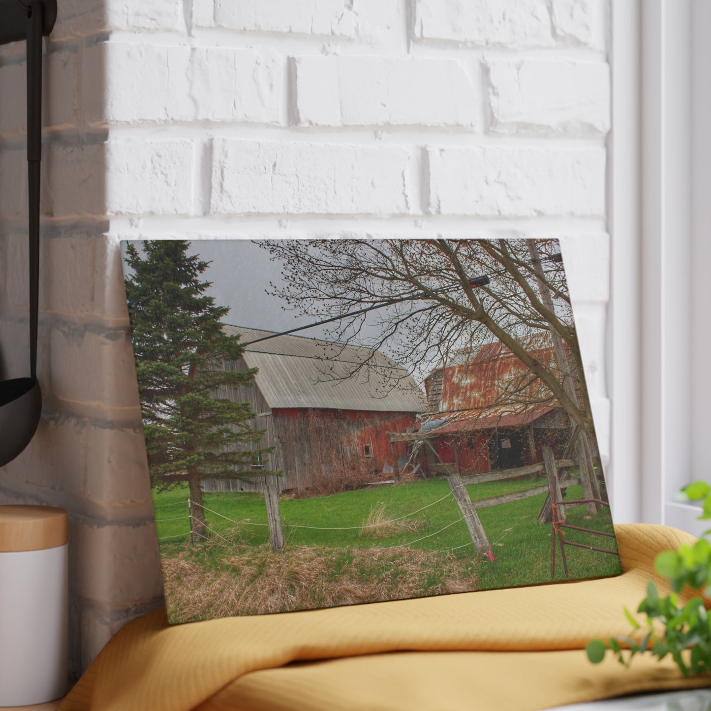 U R There Photography Dodge Road Forgotten Greys Rustic Farmhouse Tempered-Glass Cutting Board