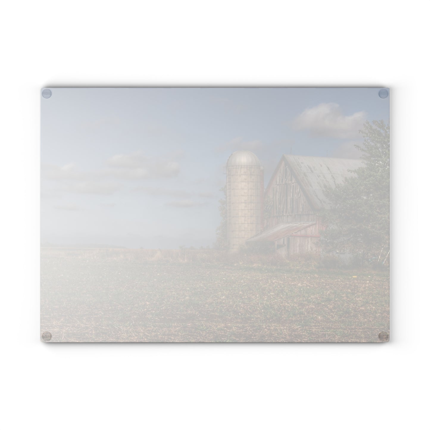 U R There Photography Sheridan Line Road Grey II Rustic Farmhouse Tempered-Glass Cutting Board