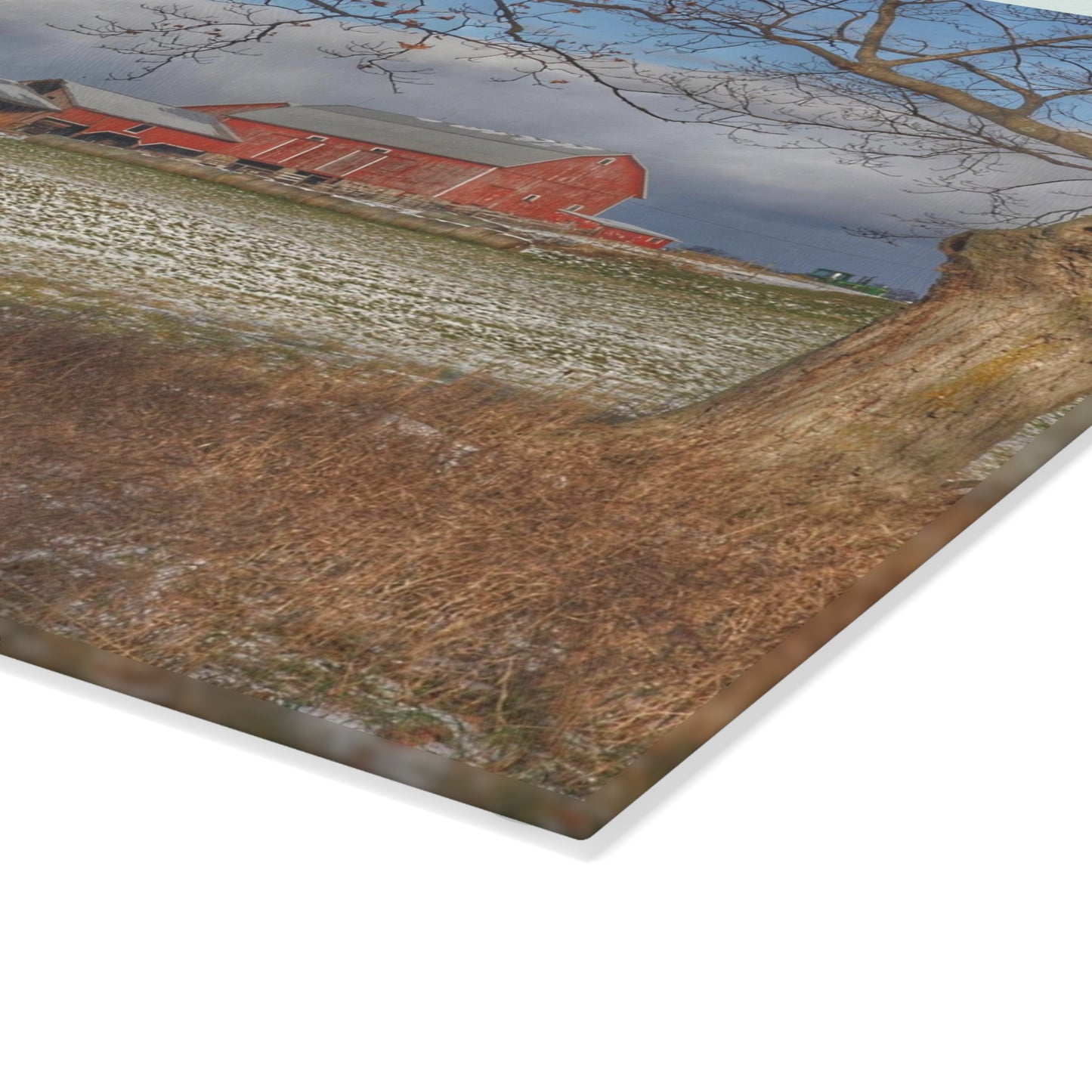 U R There Photography Approaching Storm on Edward Road Rustic Farmhouse Tempered-Glass Cutting Board