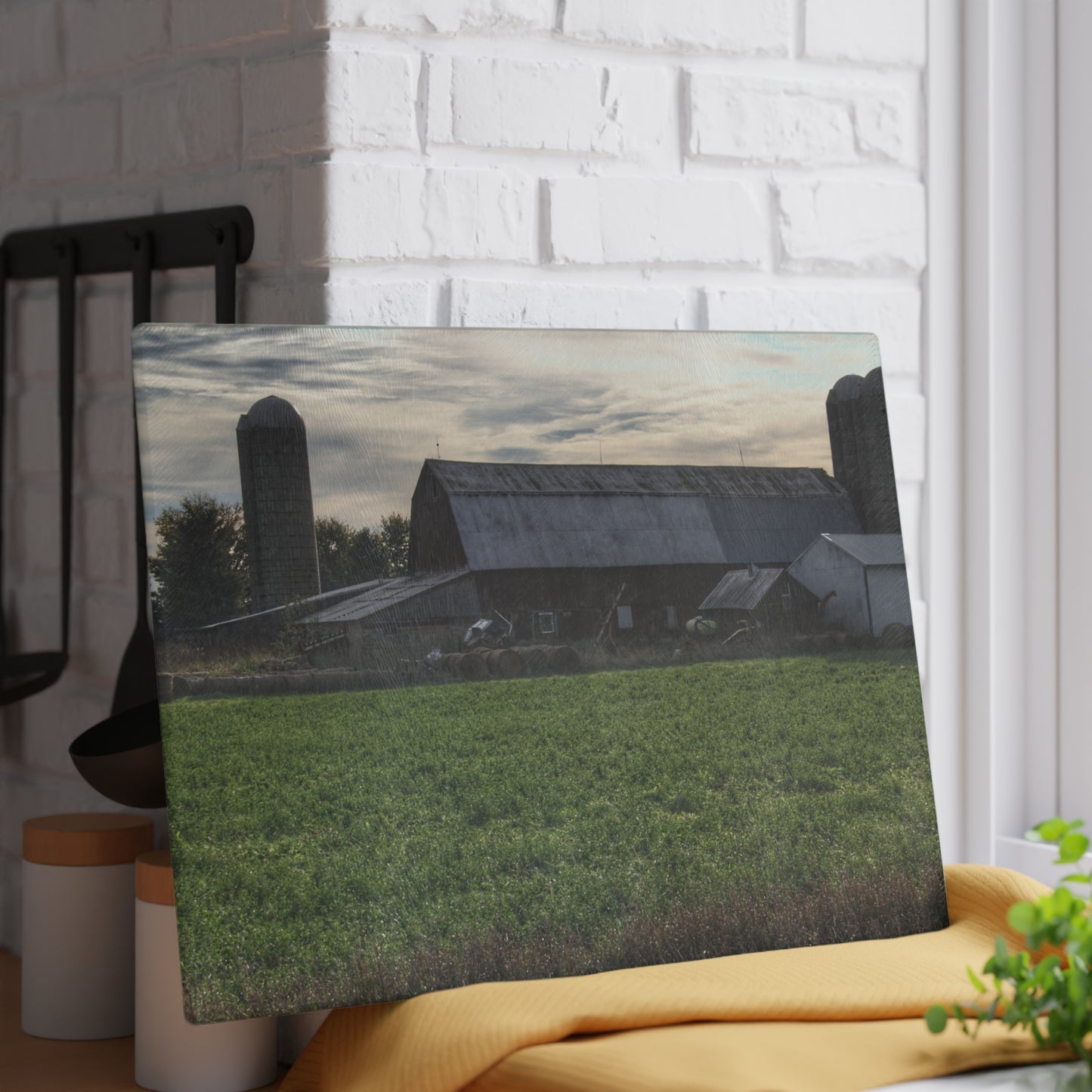 U R There Photography Shepard Road Farm II Rustic Farmhouse Tempered-Glass Cutting Board