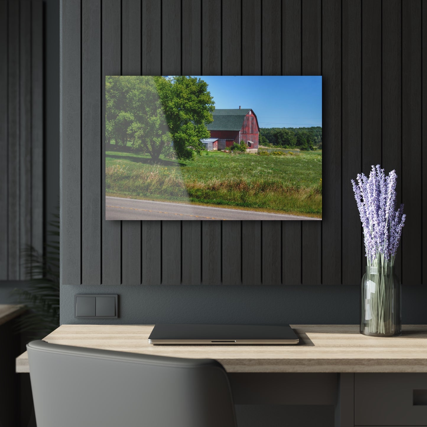 U R There Photography Clark Road Hillside Red II Rustic Farmhouse Acrylic Wall Print