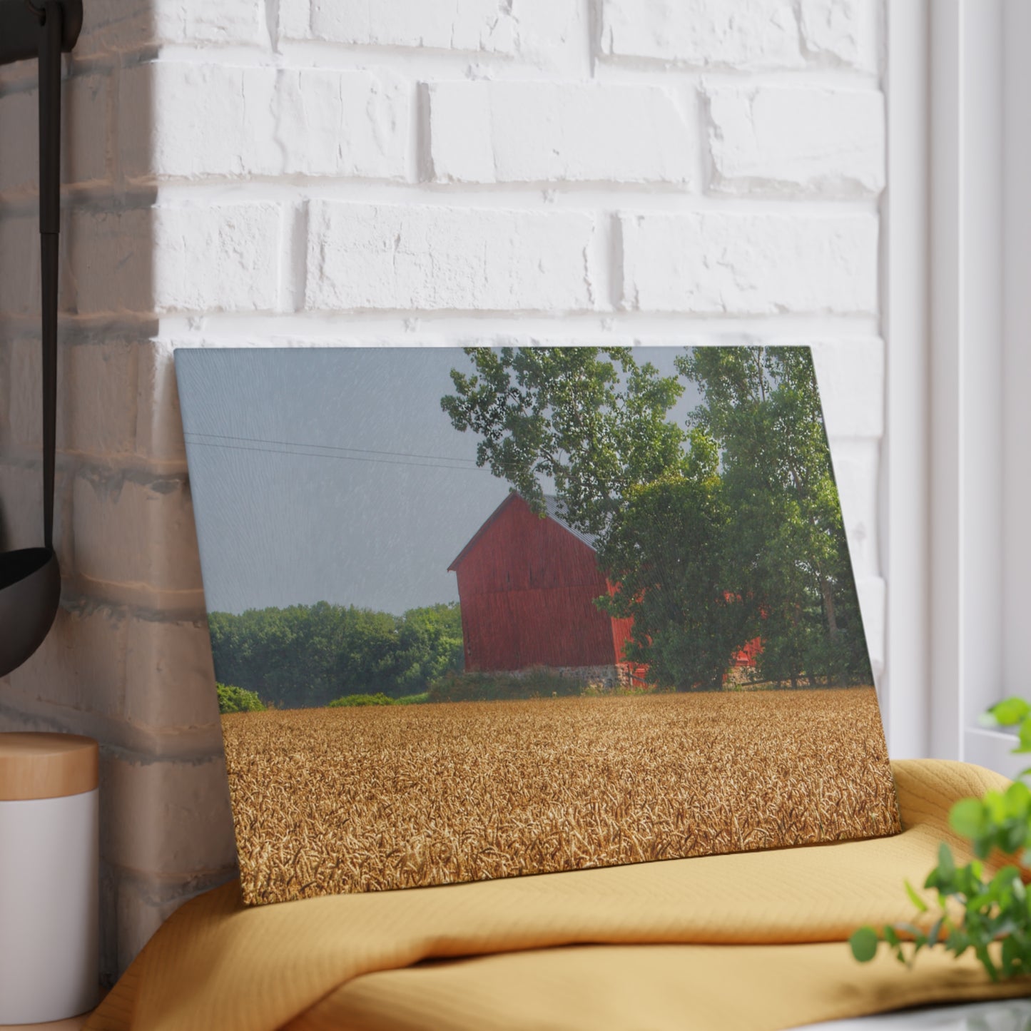 U R There Photography Tubspring Road Hidden Red Rustic Farmhouse Tempered-Glass Cutting Board