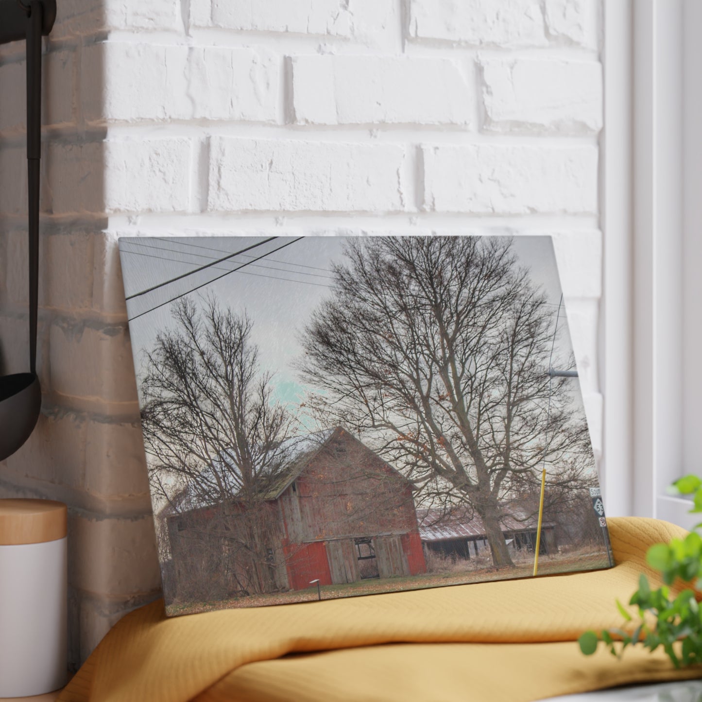 U R There Photography Almont Van Dyke Red III Rustic Farmhouse Tempered-Glass Cutting Board