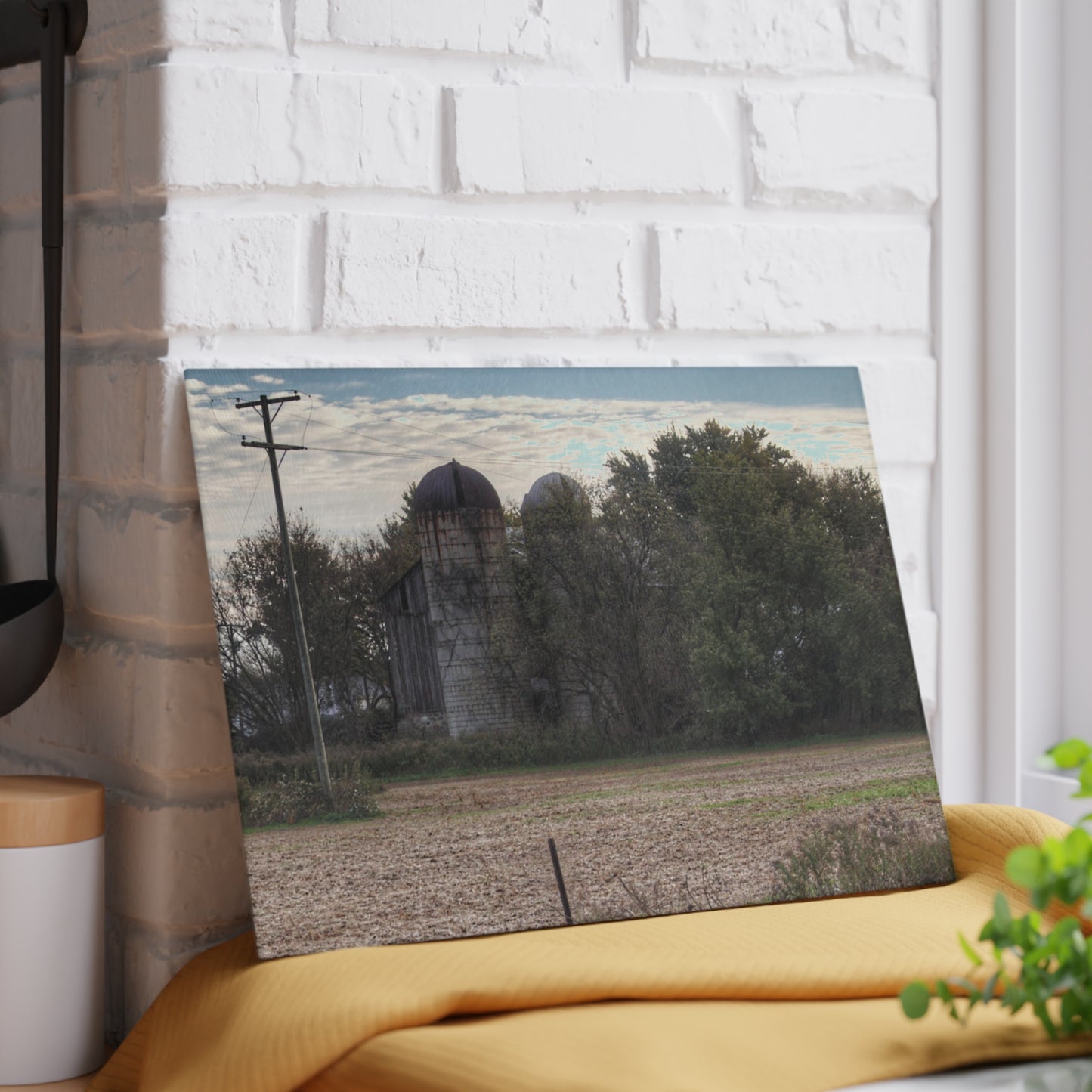 U R There Photography Burnside Road Grey I Rustic Farmhouse Tempered-Glass Cutting Board