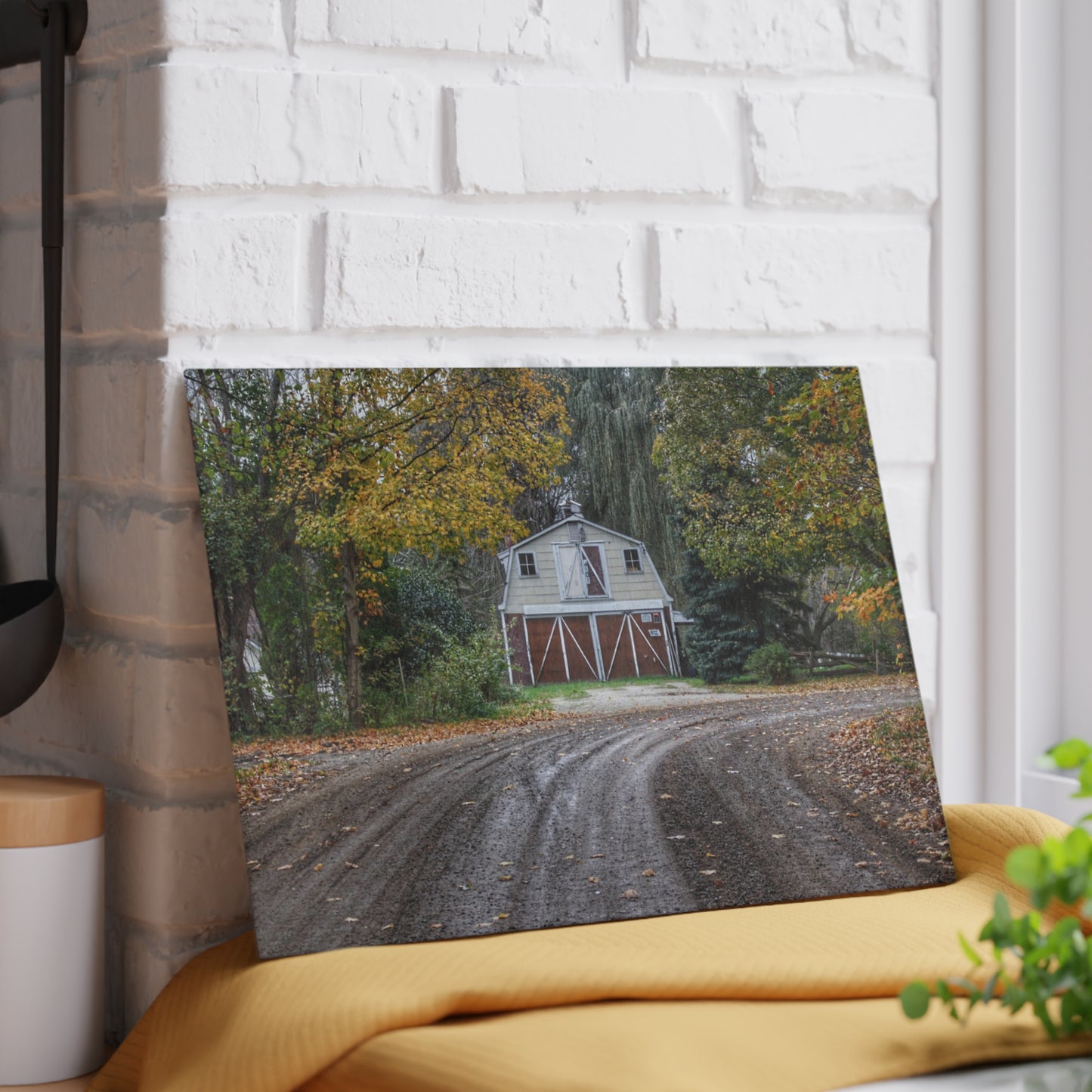 U R There Photography Barn at the Bend Rustic Farmhouse Tempered-Glass Cutting Board