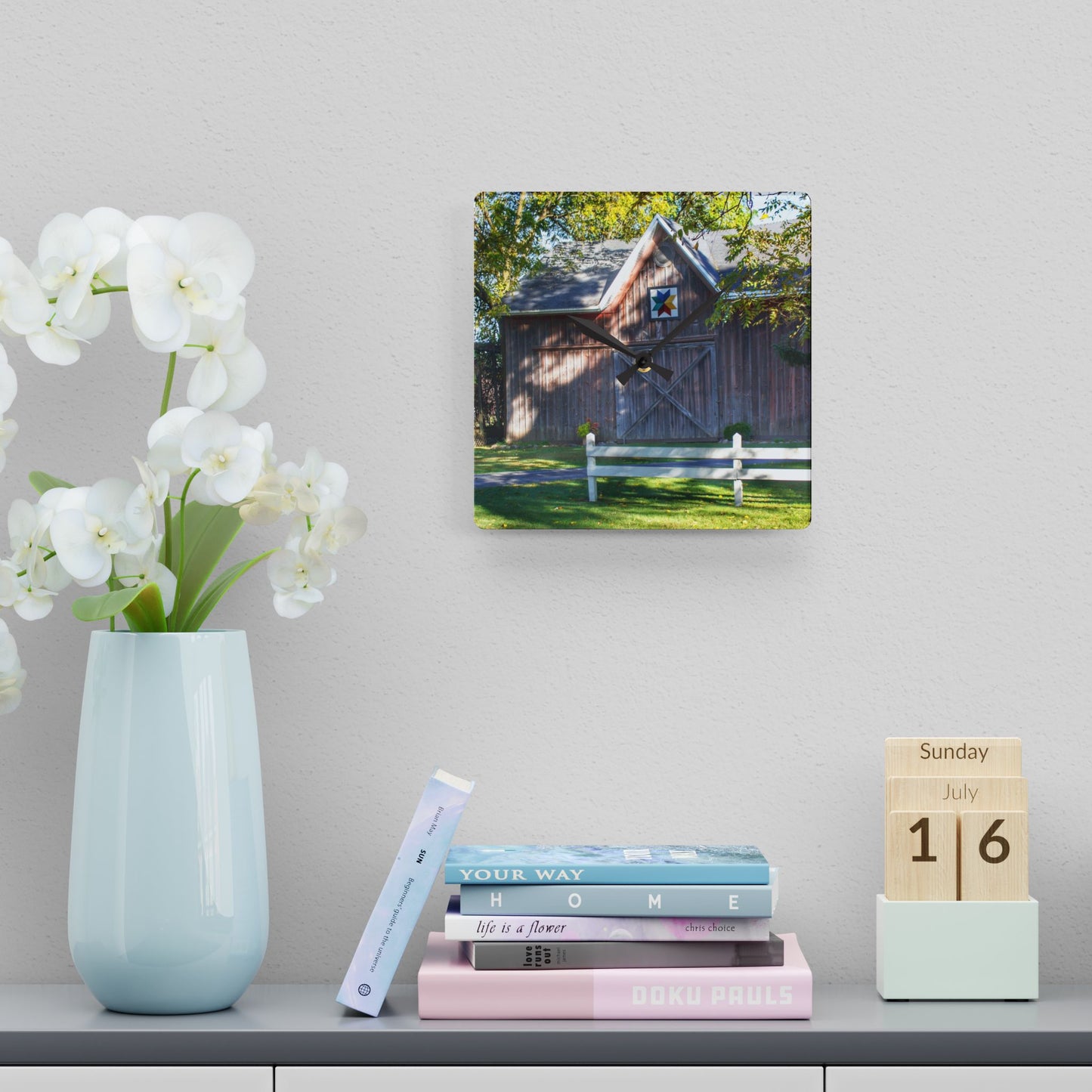 U R There Photography Hunters Creek Quilted II Rustic Farmhouse Acrylic Analog Wall Clock