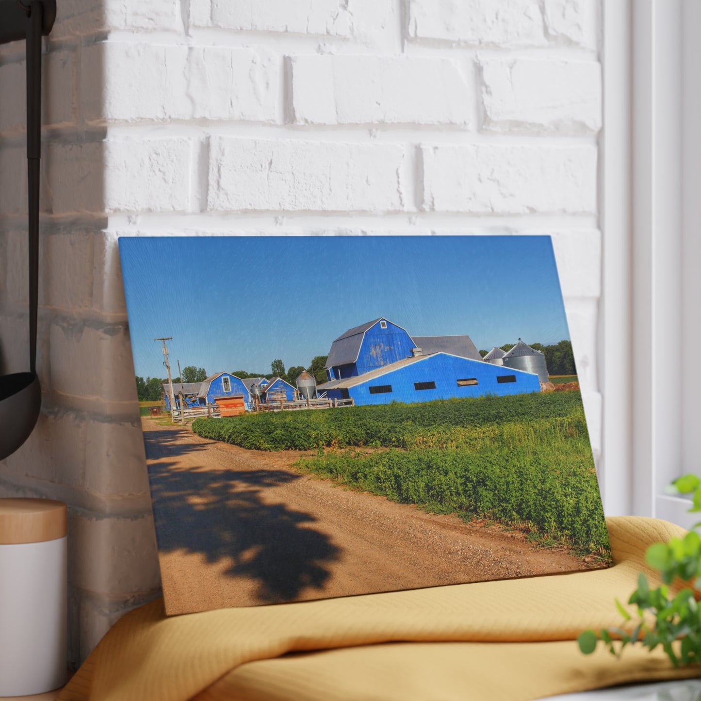 U R There Photography Kidder Road Blues I Rustic Farmhouse Tempered-Glass Cutting Board