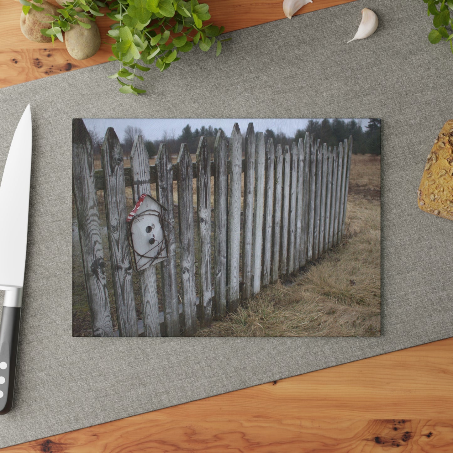 U R There Photography Country Fence Rustic Farmhouse Tempered-Glass Cutting Board