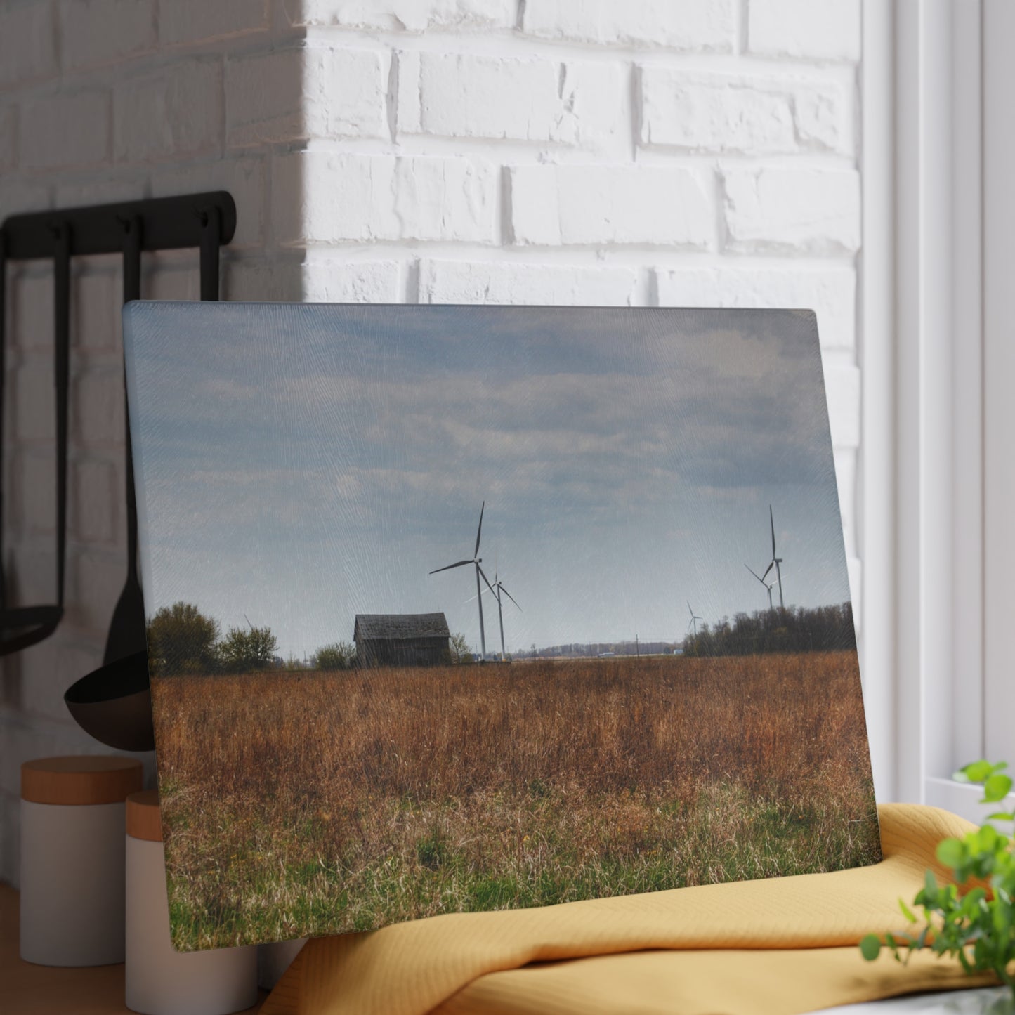 U R There Photography Surin Road Grey Rustic Farmhouse Tempered-Glass Cutting Board