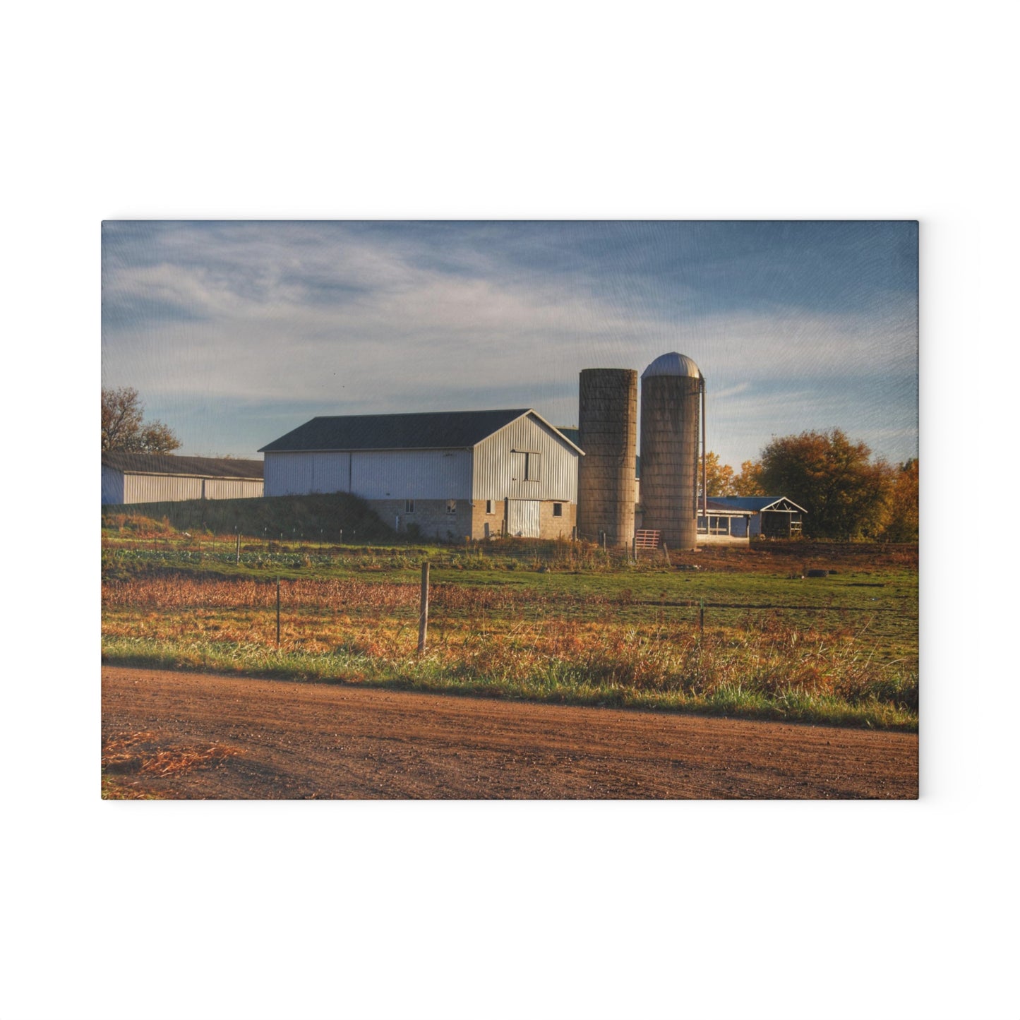 U R There Photography Cade Road White Rustic Farmhouse Tempered-Glass Cutting Board