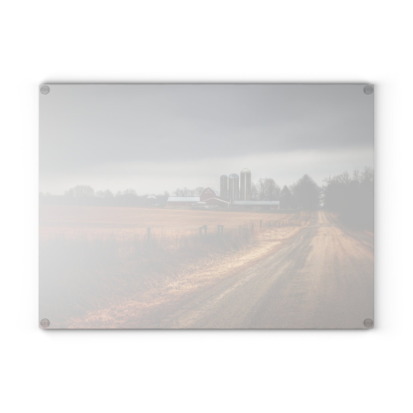 U R There Photography Across the Field on Daley Road Rustic Farmhouse Tempered-Glass Cutting Board