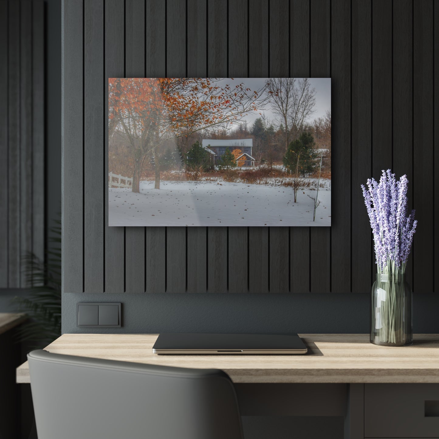 U R There Photography Oregon Road Blue Rustic Farmhouse Acrylic Wall Print