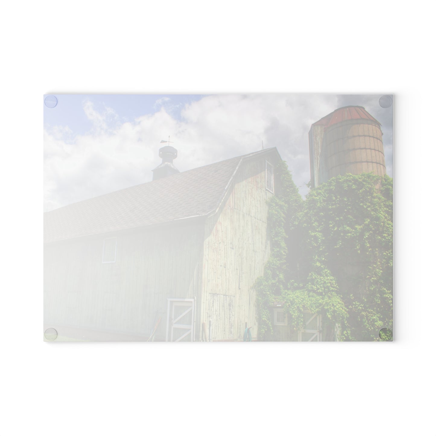 U R There Photography Clark Road Meadow Green Rustic Farmhouse Tempered-Glass Cutting Board