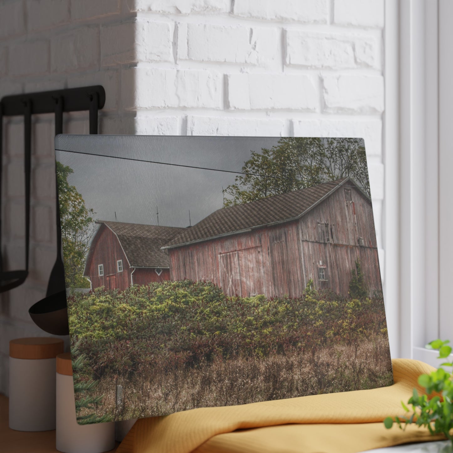 U R There Photography Washburn Reds I Rustic Farmhouse Tempered-Glass Cutting Board