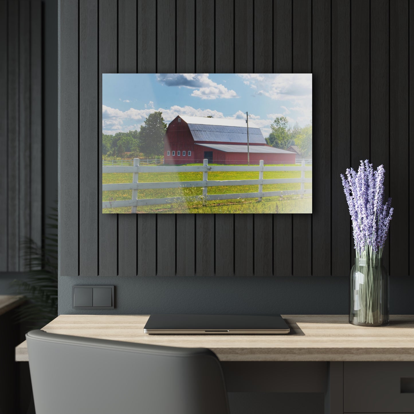 U R There Photography Burt Road Red Rustic Farmhouse Acrylic Wall Print