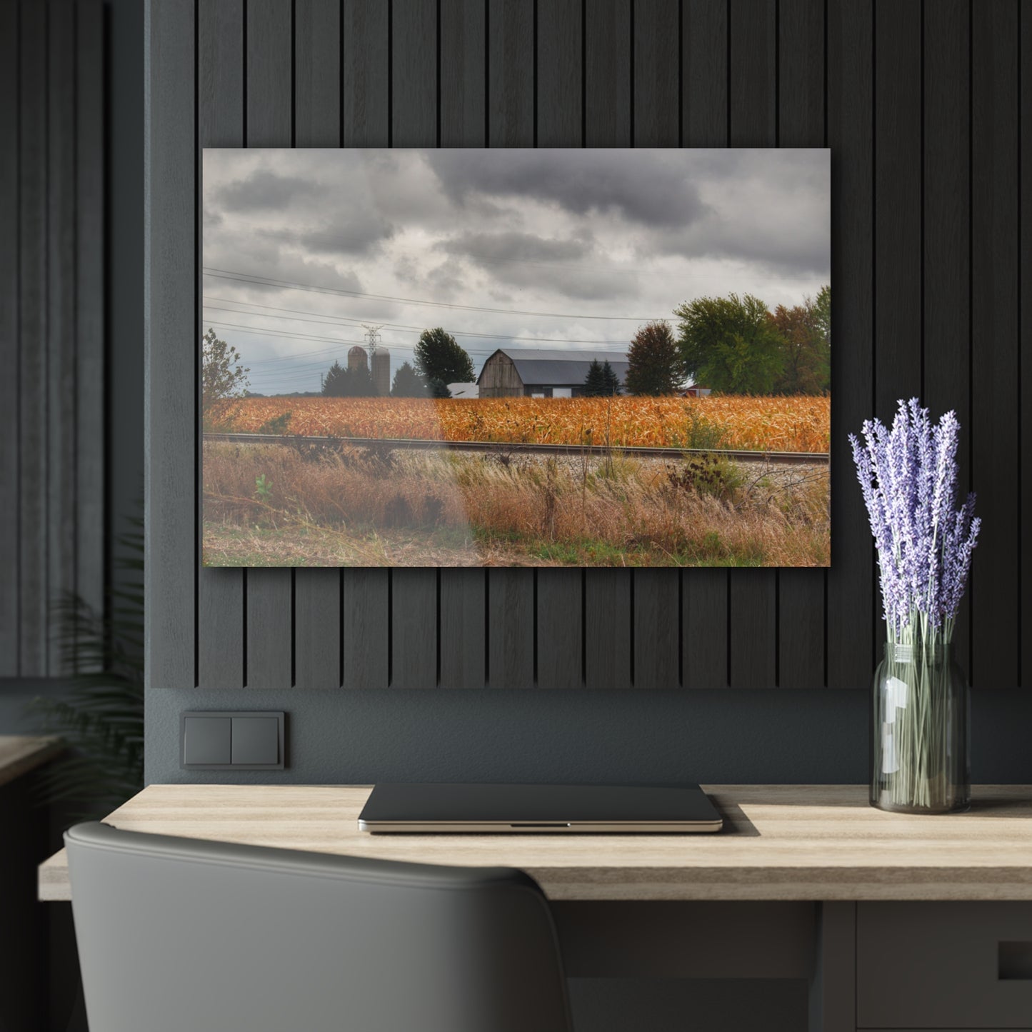 U R There Photography Reese Old Grey Beyond the Tracks Rustic Farmhouse Acrylic Wall Print