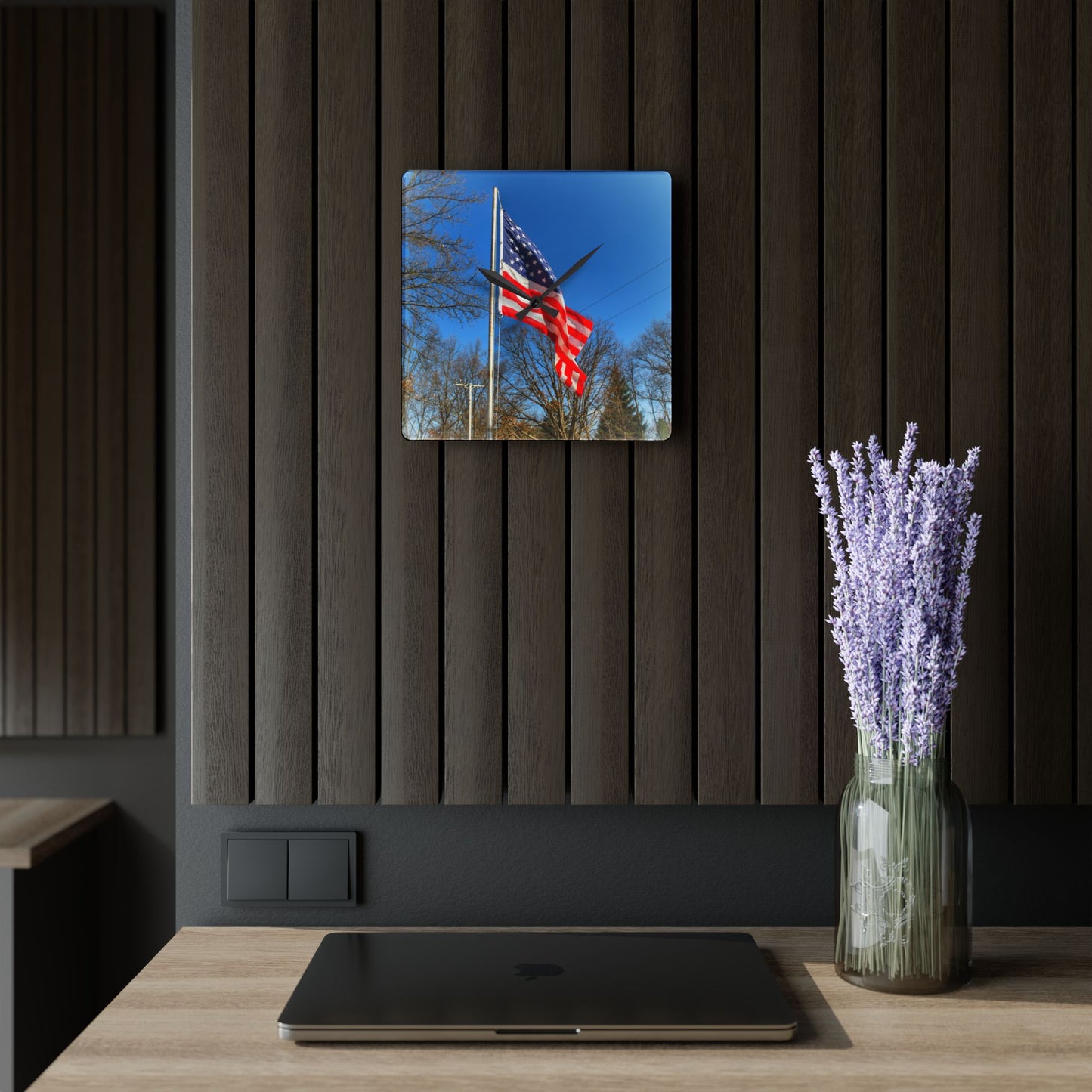 Rustic Farmhouse Wall Clock featuring Our Grand Old Flag