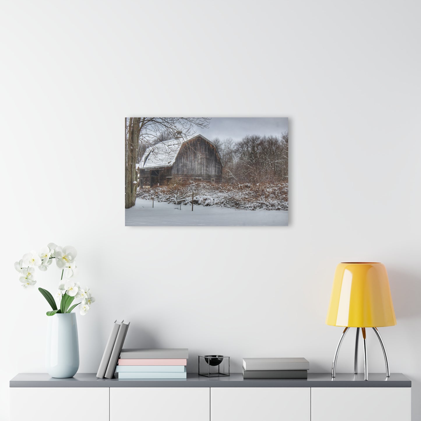 U R There Photography Vassar Road Hidden Grey in Winter Rustic Farmhouse Acrylic Wall Print