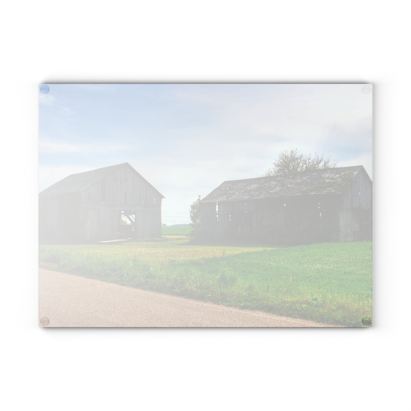 U R There Photography Caro Road Twin Greys I Rustic Farmhouse Tempered-Glass Cutting Board