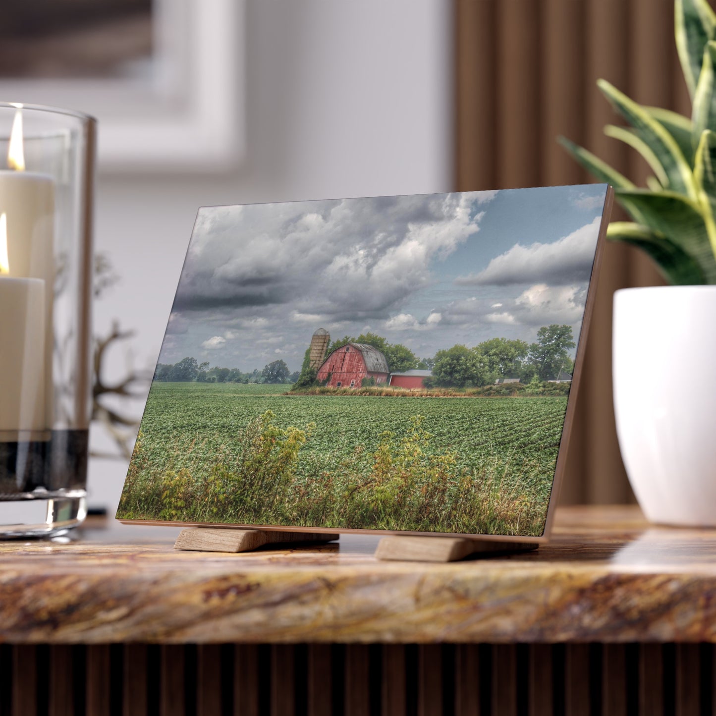 U R There Photography Church Road Red Rustic Farmhouse Decorative Ceramic Tile