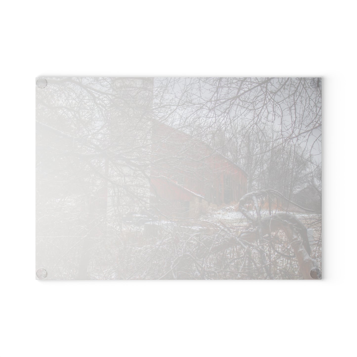 U R There Photography Sandhill Road Hidden Red I Rustic Farmhouse Tempered-Glass Cutting Board