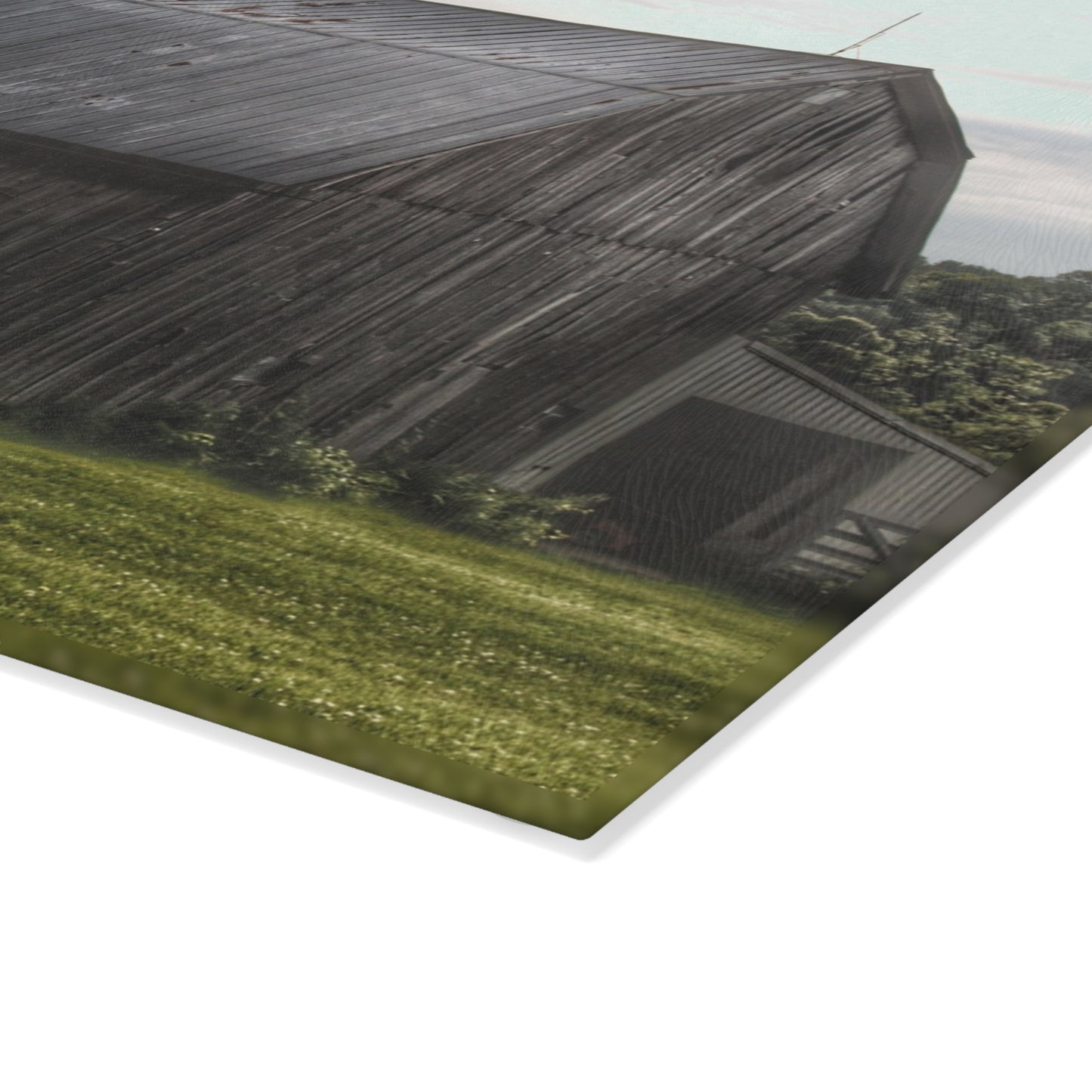 U R There Photography Rich Road Grey Rustic Farmhouse Tempered-Glass Cutting Board