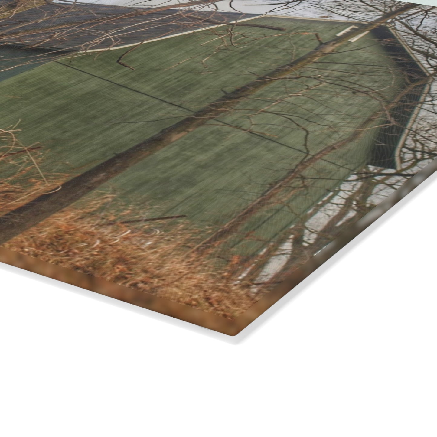 U R There Photography Yale Road Hidden Green Rustic Farmhouse Tempered-Glass Cutting Board