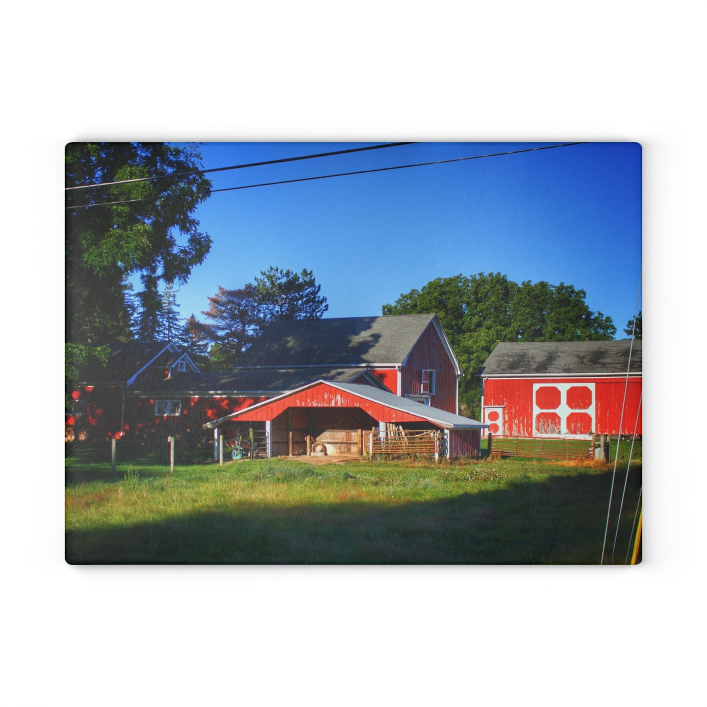 U R There Photography Rochester Road Little Red Farm Rustic Farmhouse Tempered-Glass Cutting Board