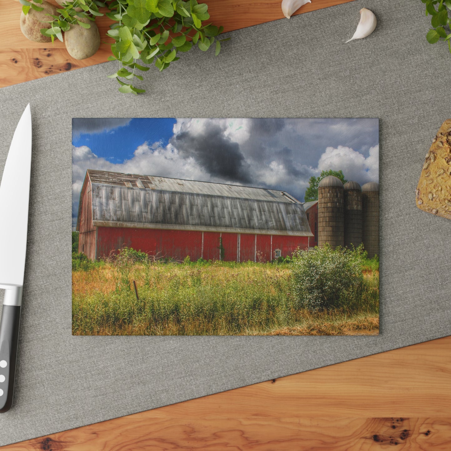 U R There Photography Shelby Red I Rustic Farmhouse Tempered-Glass Cutting Board