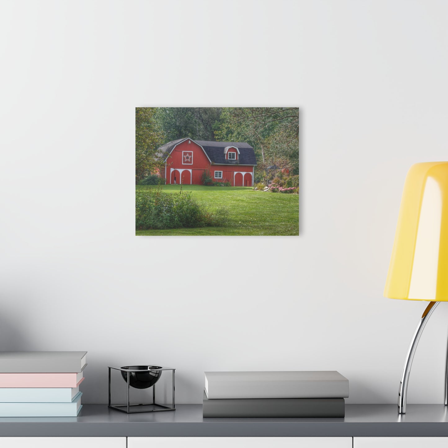 U R There Photography Charming Red Rustic Farmhouse Acrylic Wall Print