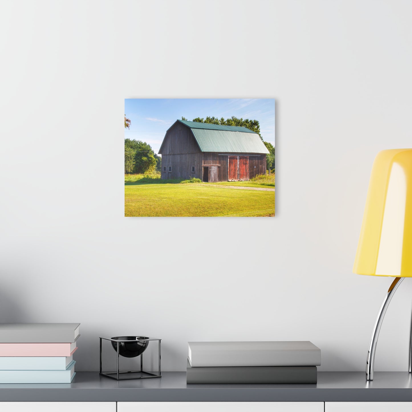 U R There Photography Red Door Barn of Mount Morris Road Rustic Farmhouse Acrylic Wall Print