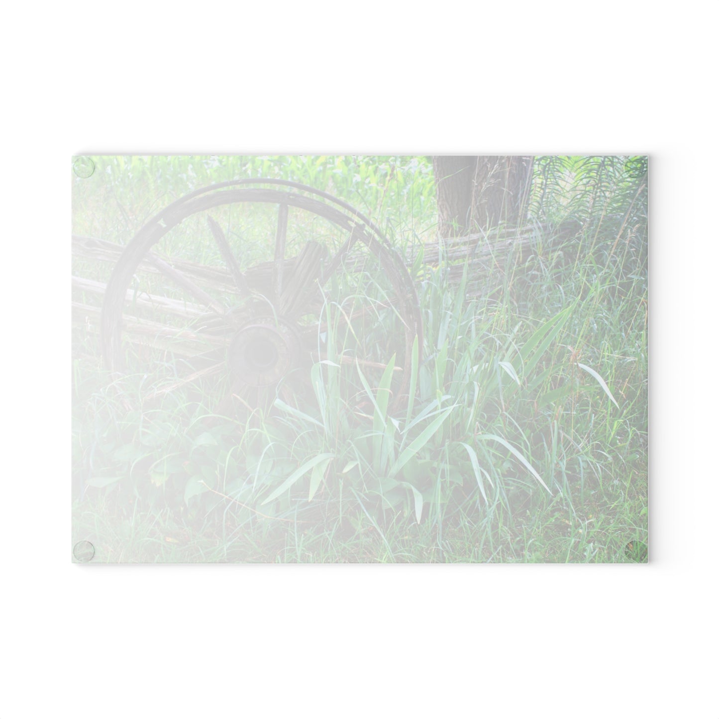 U R There Photography Wagon Wheel Fences Rustic Farmhouse Tempered-Glass Cutting Board