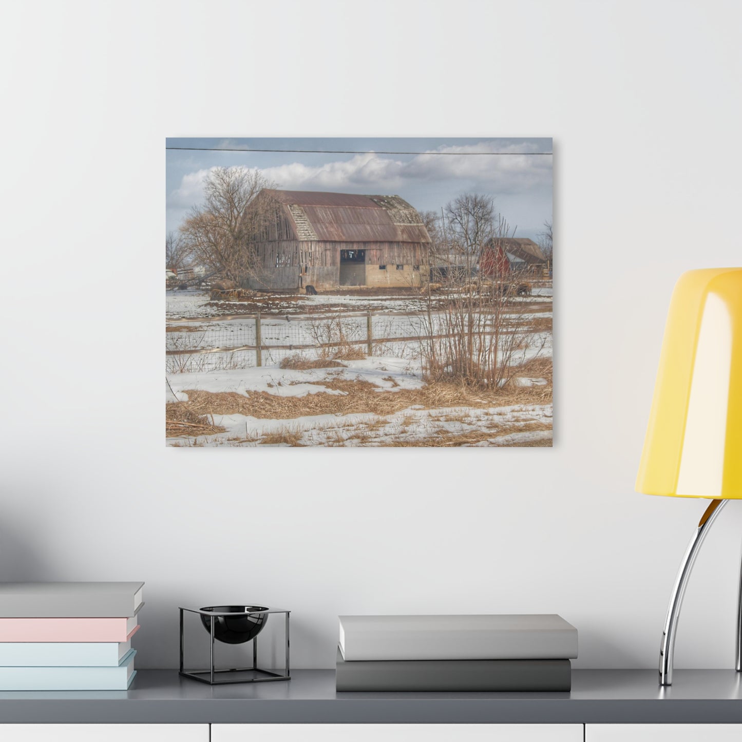 U R There Photography Babcock Road Red Rustic Farmhouse Acrylic Wall Print