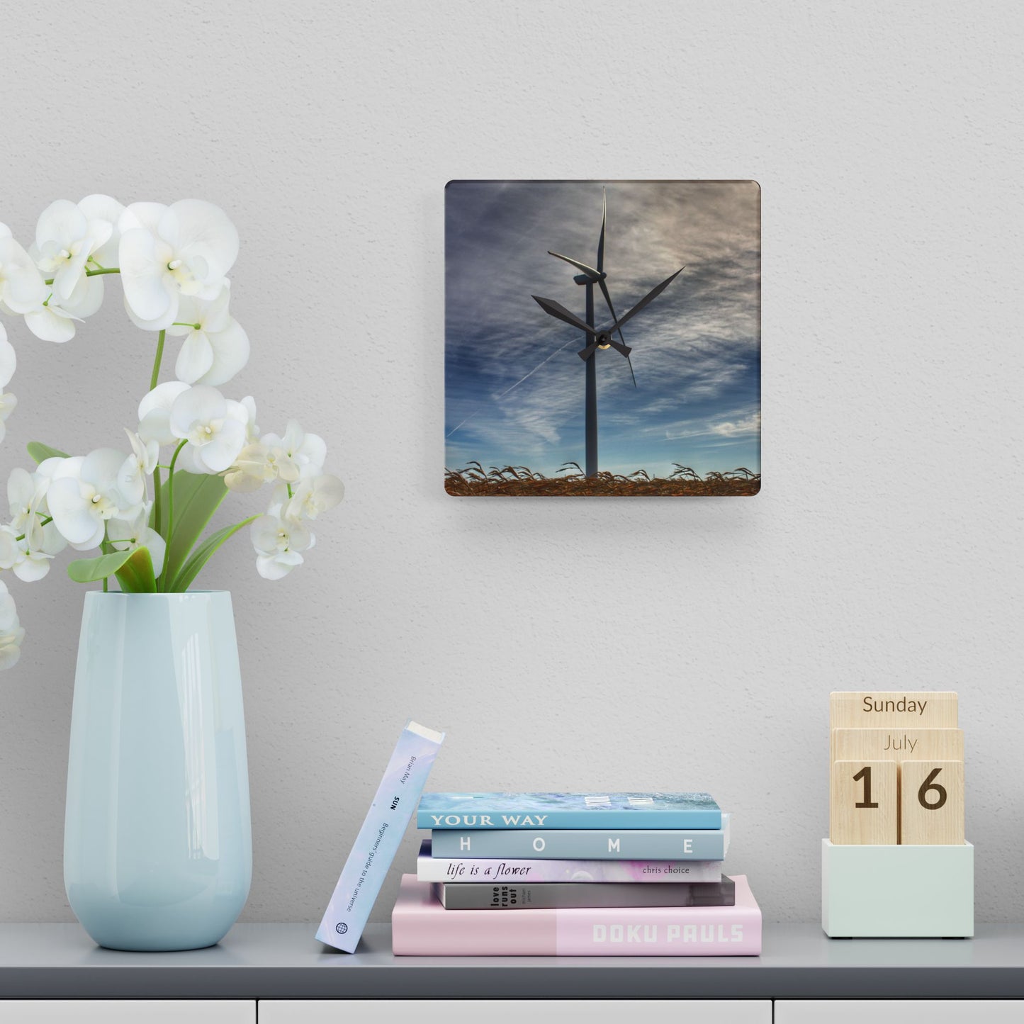 U R There Photography North Gera Road Windmill Rustic Farmhouse Acrylic Analog Wall Clock