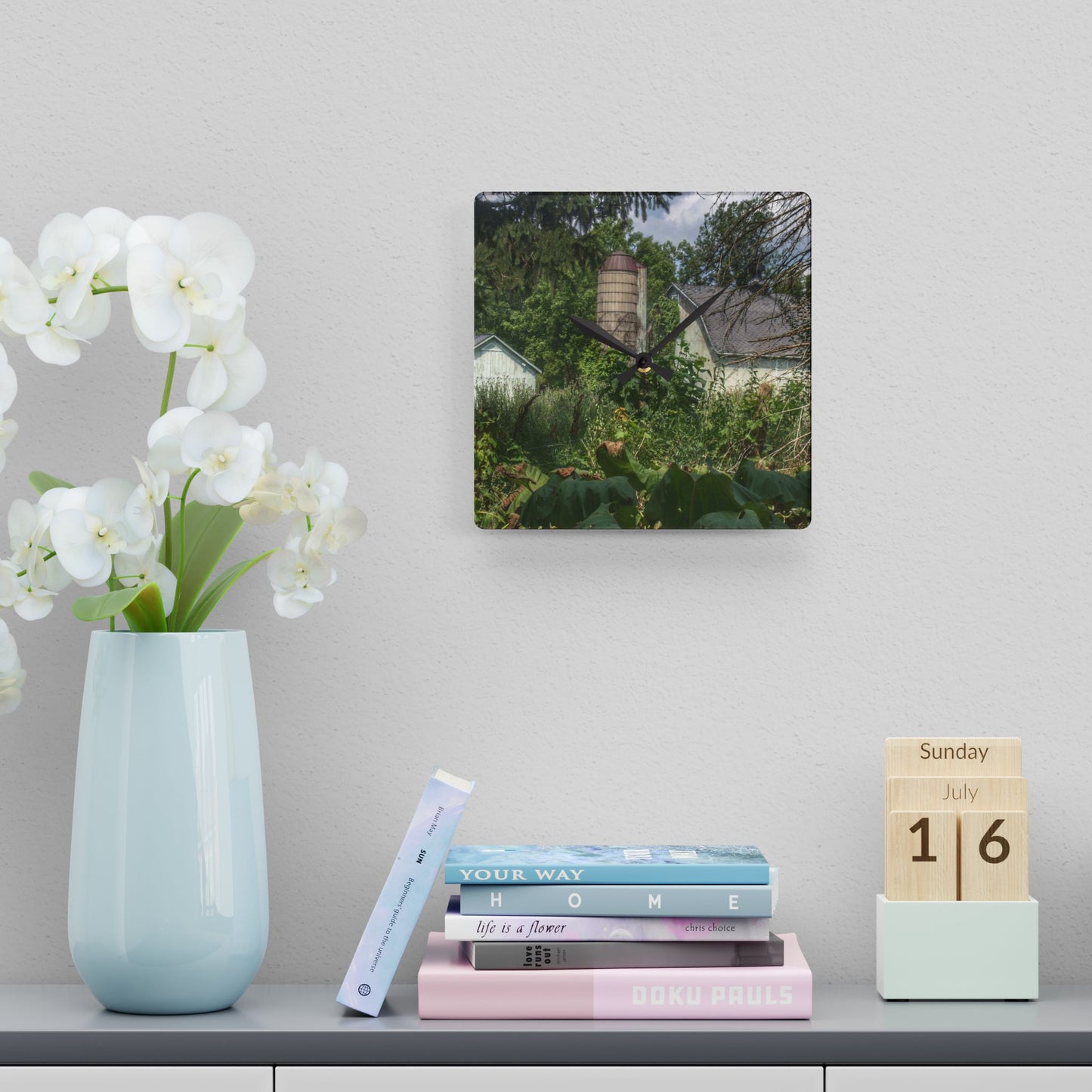 U R There Photography Clark Road Hidden Rustic Farmhouse Wall Clock 10.75'' × 10.75'' (Square)